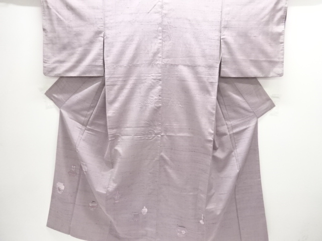 壷模様織り出し一つ紋手織り紬付け下げ着物